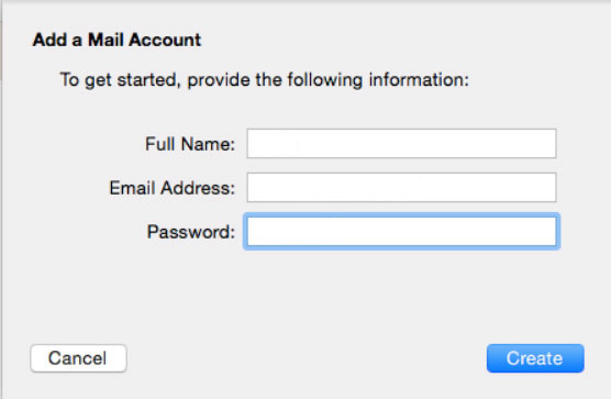 enter aol details to add aol to apple mail