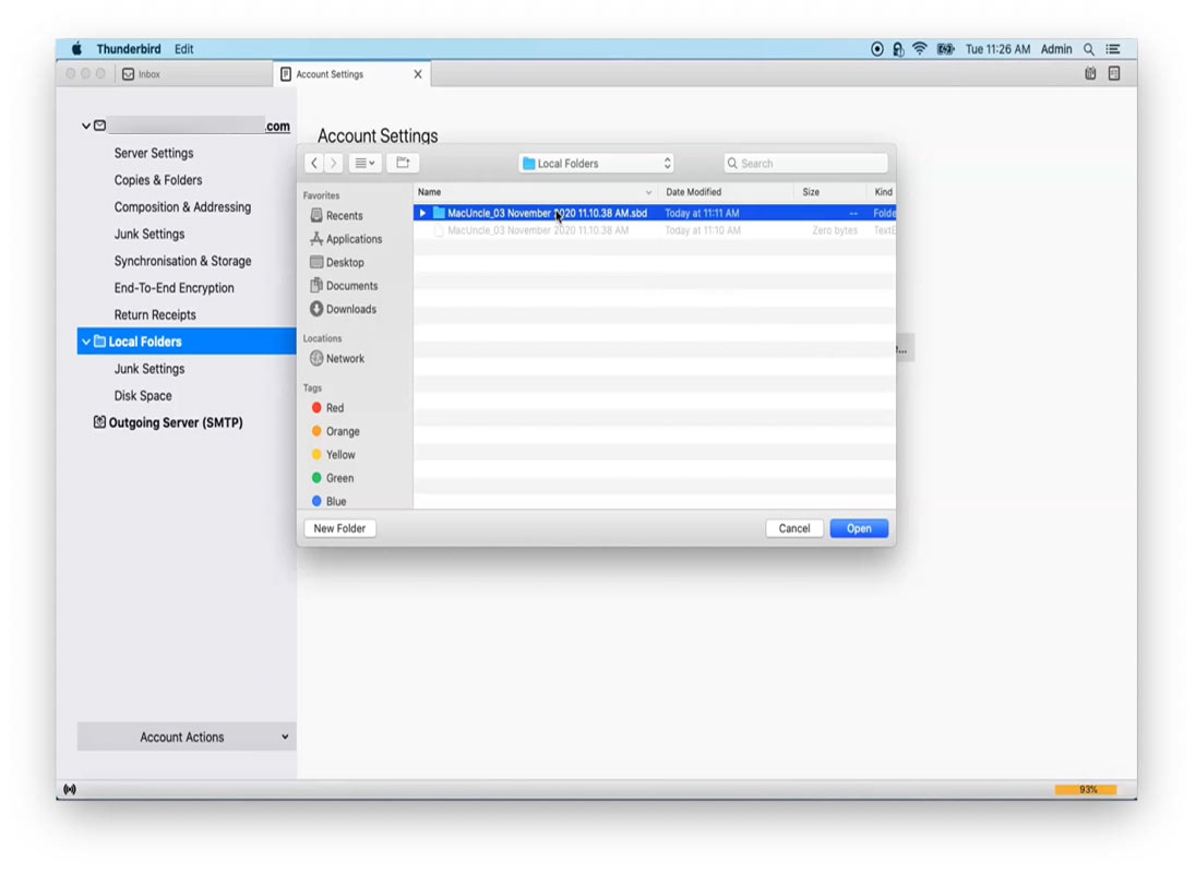 Add Yahoo Mail to Thunderbird on Mac process completes