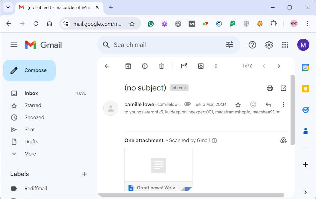 remove attachments from gmail 