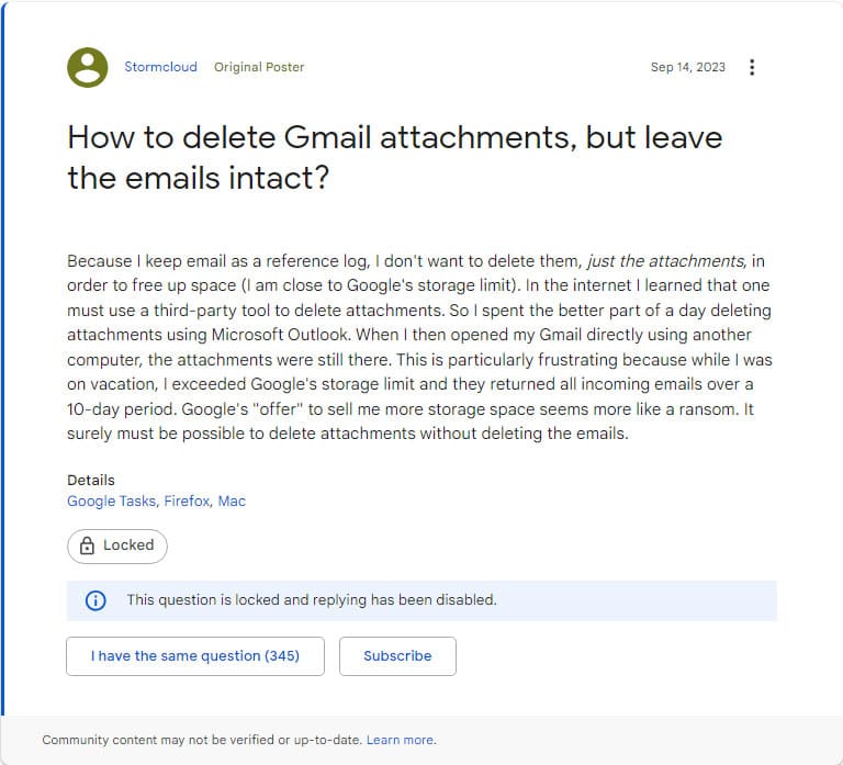 delete gmail attachments without deleting emails