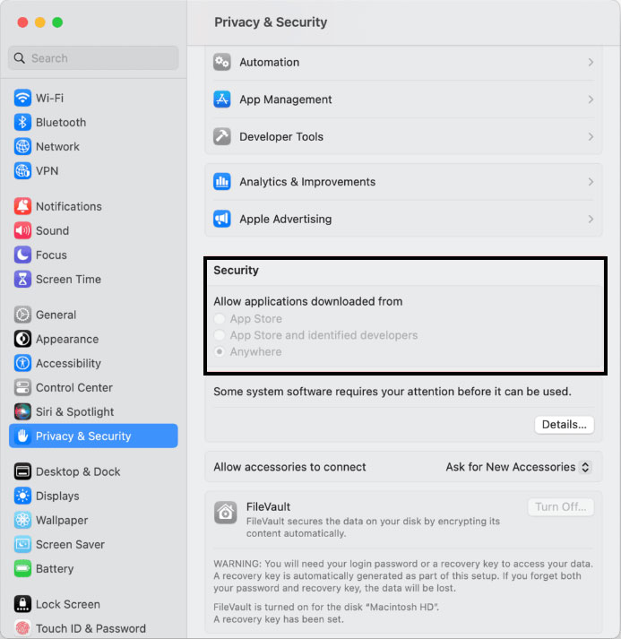 disable gatekeeper to Apple Cannot Check it for Malicious Software