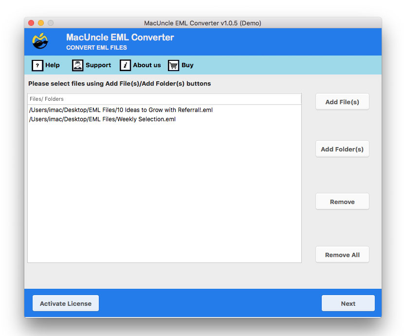 Use the MacUncle to import windows live mail to Gmail