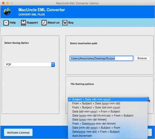 file naming & destination path