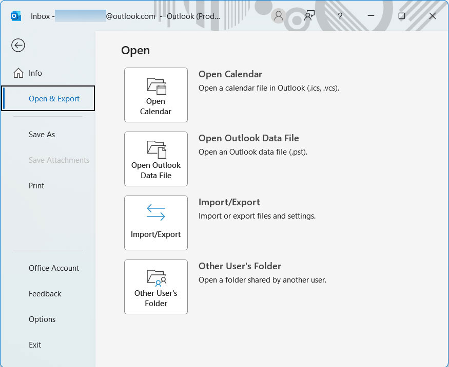 use import or export option