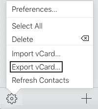 export vcard
