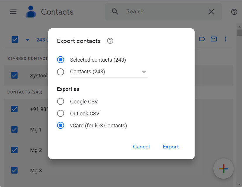 get vcf to delete google contacts duplicate
