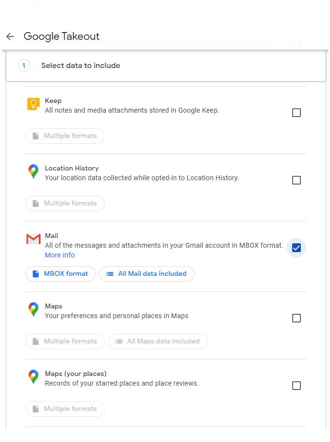 Get Google takeout files