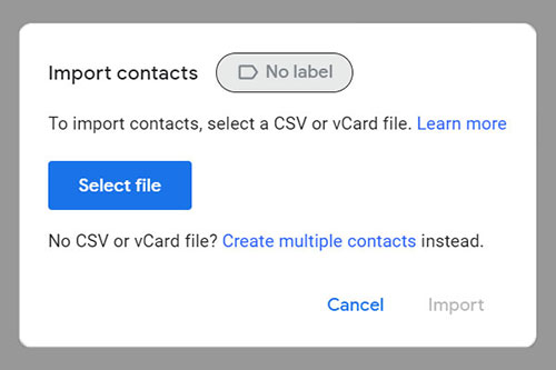 select vCard Files