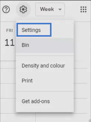 go to google calendar and go to settings