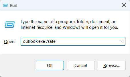 start outlook is safe mode