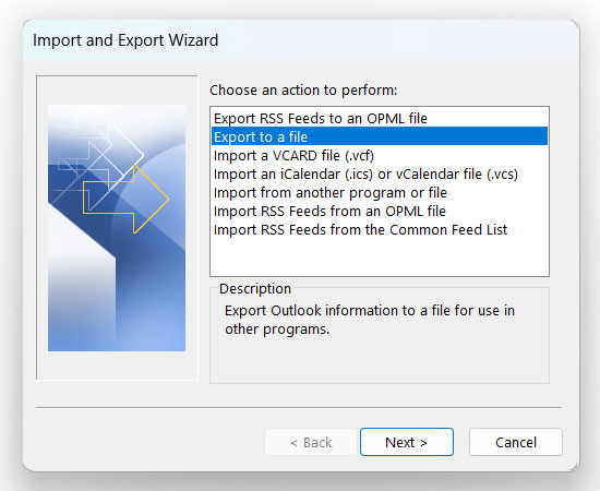 export the files