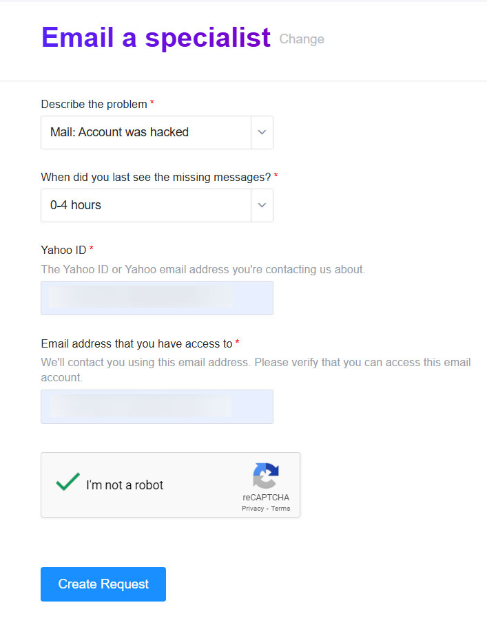 use restore request if yahoo emails disappeared from inbox 