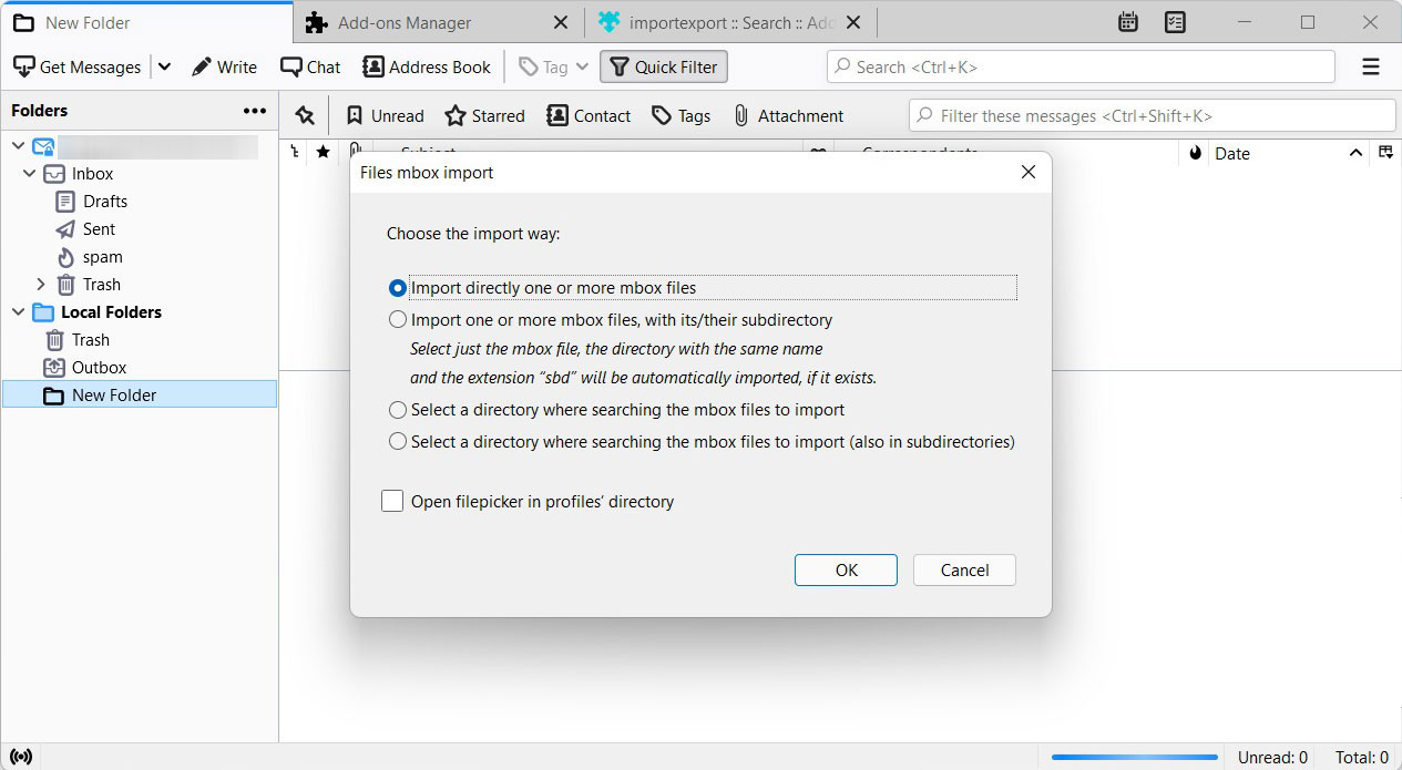 Select the import way to transfer Mailboxes