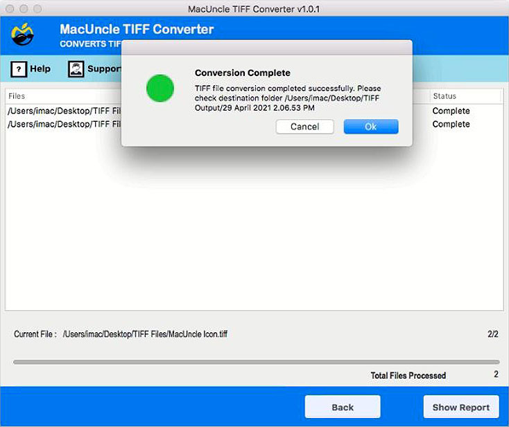 TIFF to PDF Conversion Completes