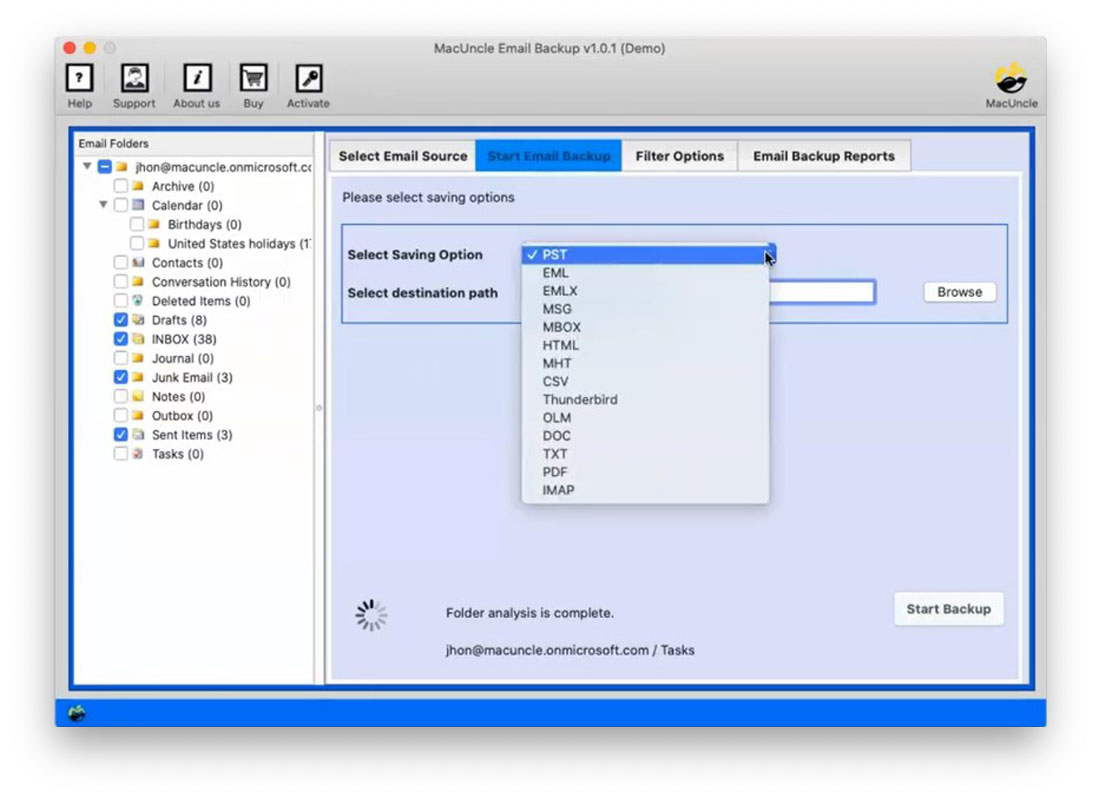 Choose desired folder and IMAP option