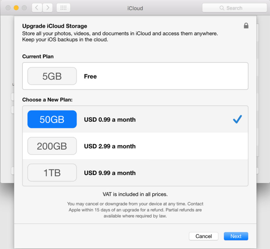 upgrade if icloud storage full not receiving emails